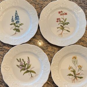 Dansk Botanical White Luncheon Plates Set